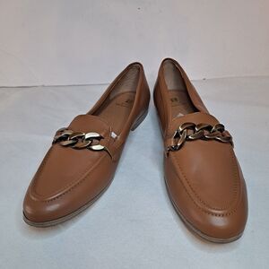 White Mountain Nobles 2 Womens Loafers Brown Faux Leather Chain Detail Size 10M